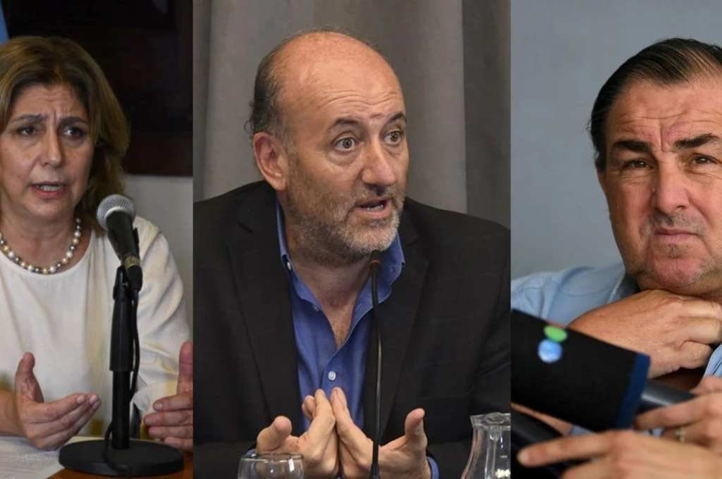 Martorano, ministra de Salud con alto perfil. Centro: Caruana, secretario de Salud de Javkin en Rosario. Derecha: Poletti, director del Cullen. 