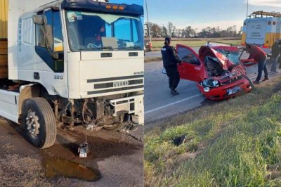 San Genaro: choque entre auto y camión en un cruce peligroso