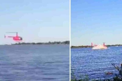 Video: un helicóptero chocó en pleno río Paraná