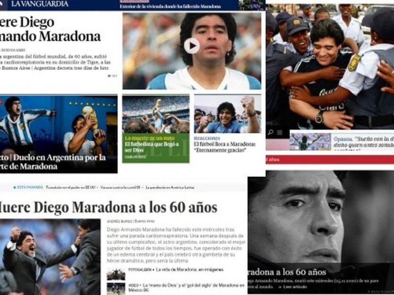 Los medios internacionales se hacen eco de la muerte de Diego Armando Maradona