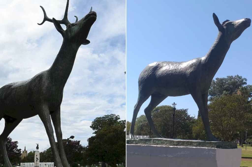 Le arrancaron los cuernos a la estatua del venado