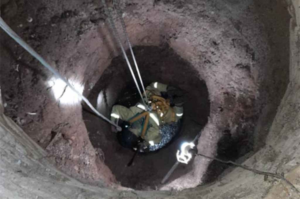 El Trébol: bomberos rescataron a un cerdo que cayó a la profundidad de un aljibe