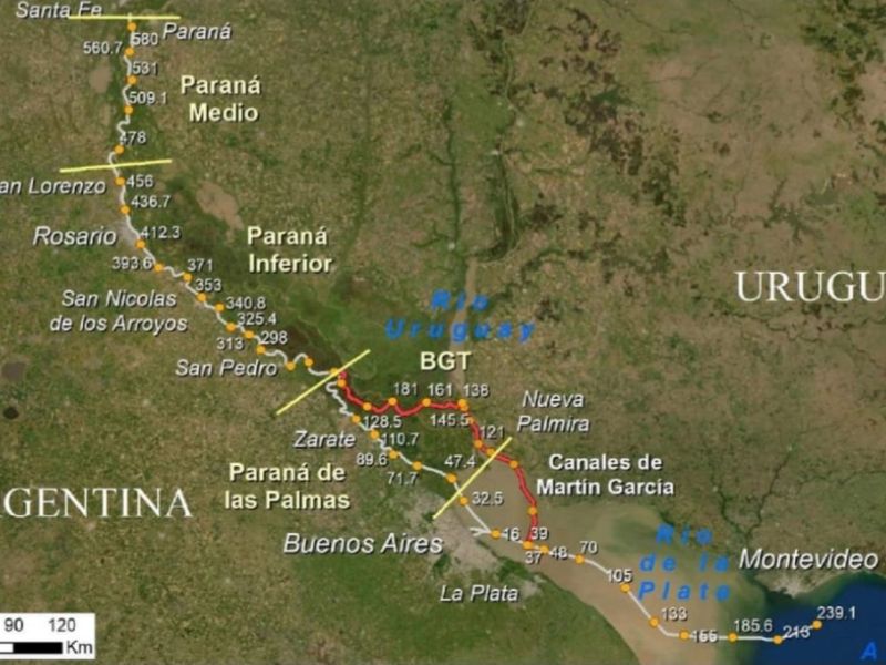 Desarrollo Fluvial de la Hidrovía: piden una profundidad de 34 pies en los ríos Paraná Guazú y Paraná Bravo