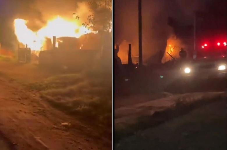 Voraz incendio en su vivienda de Strobel: dos adultos y dos menores fueron hospitalizados