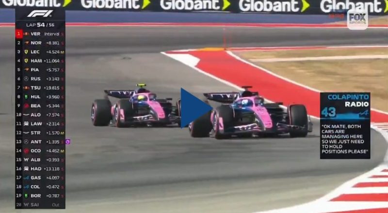 Franco Colapinto se rebeló con su equipo y le ganó a su compañero Pierre Gasly con una gran maniobra