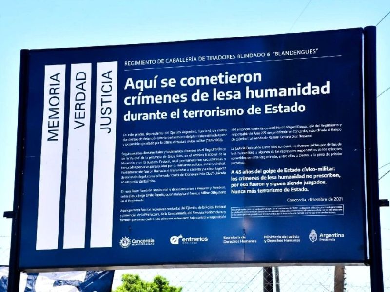 Organizaciones de DDHH volverán a señalizar al Regimiento de Concordia como Sitio de la Memoria