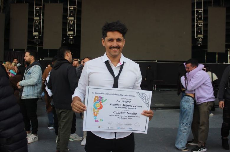 Damián Lemes ganó el Pre Cosquín 2026 en la categoría Canción Inédita