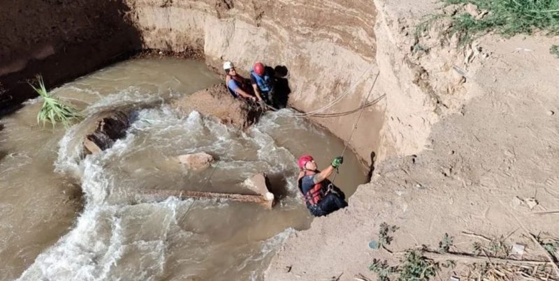 Bomberos de Mendoza rescataron a una mujer tras caer tres metros a un canal en Maipú