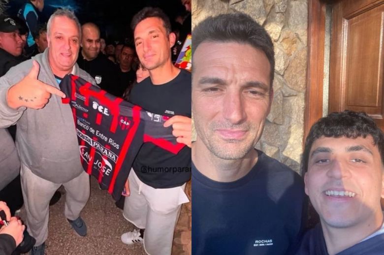 Hinchas de Patronato le obsequiaron una camiseta a Scaloni: “Nos sorprendió lo que sabía del club”