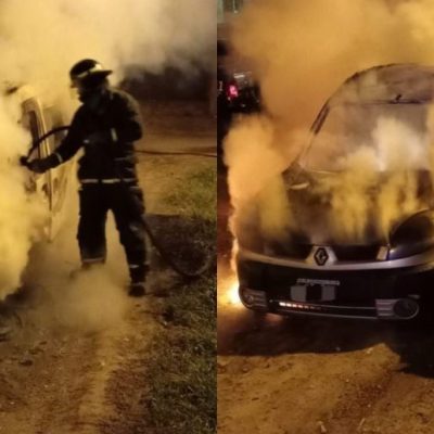 Incendio total de una camioneta en barrio Barranquitas de la ciudad de Santa Fe
